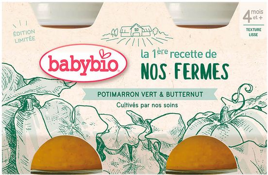 Babybio Zelená a máslová dýně z naší vlastní ekofarmy 2 x 130 g