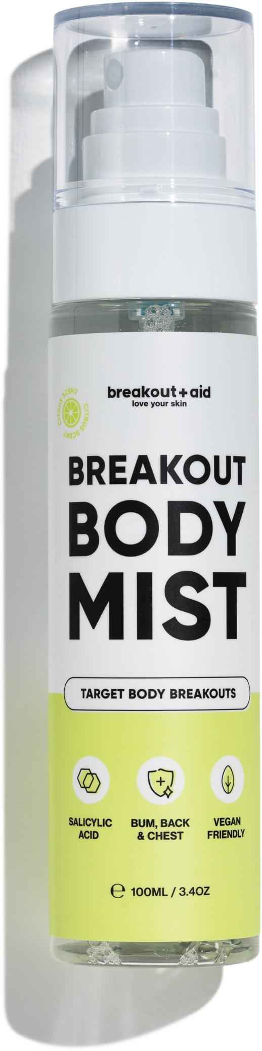 Breakout+aid Tělový sprej proti akné s niacinamidem a kyselinou salicylovou 100 ml