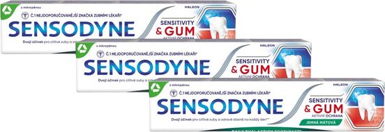 Sensodyne Sens&Gum Zubní pasta jemně mátová 3 x 75 ml