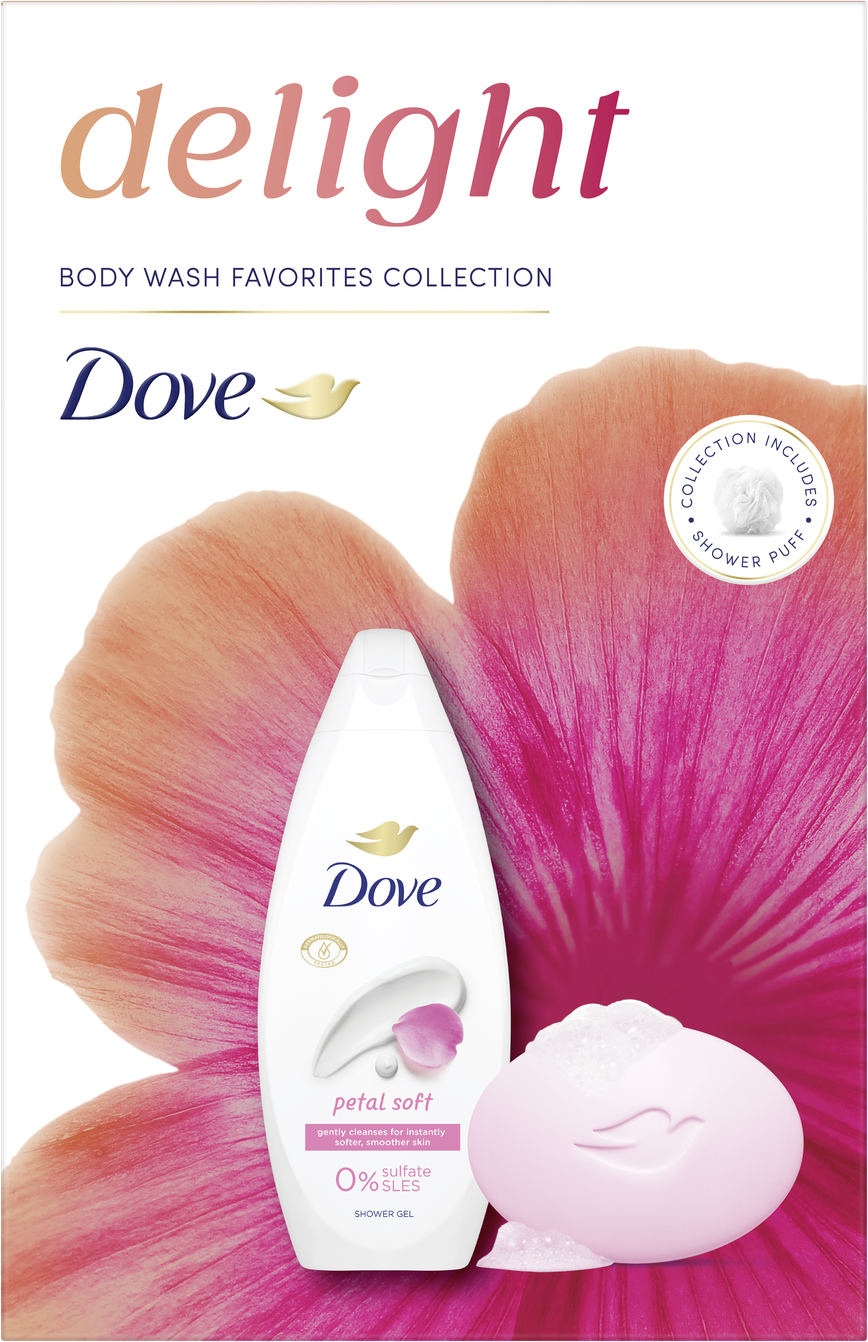 Dove Petal Soft kazeta se sprchovou houbou