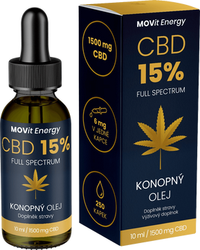 MOVit Energy CBD 15% Full Spectrum Konopný olej 10 ml
