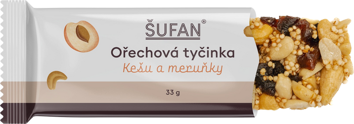 Šufan Ořechová tyčinka Kešu a meruňky 33 g
