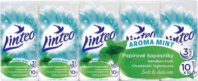 Linteo Papírové kapesníky 3vrstvé - máta 10 x 10 ks