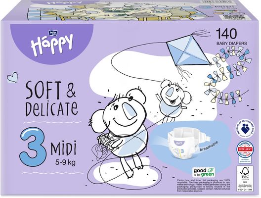 Bella Baby HAPPY Soft&Delicate Midi Box 2 x 70 ks