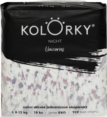 Kolorky Night L 8-13 kg noční jednorázové eko plenky 19 ks
