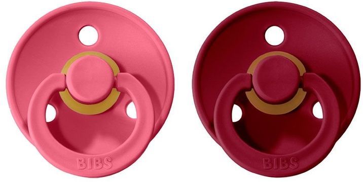 BIBS Colour Dudlíky z přírodního kaučuku - velikost 1, Coral/Ruby 2 ks