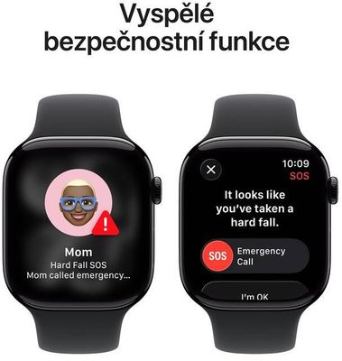 Apple Watch 11 GPS + Cellular 46mm Klavírně černý hliník s černým sportovním řemínkem - S/M