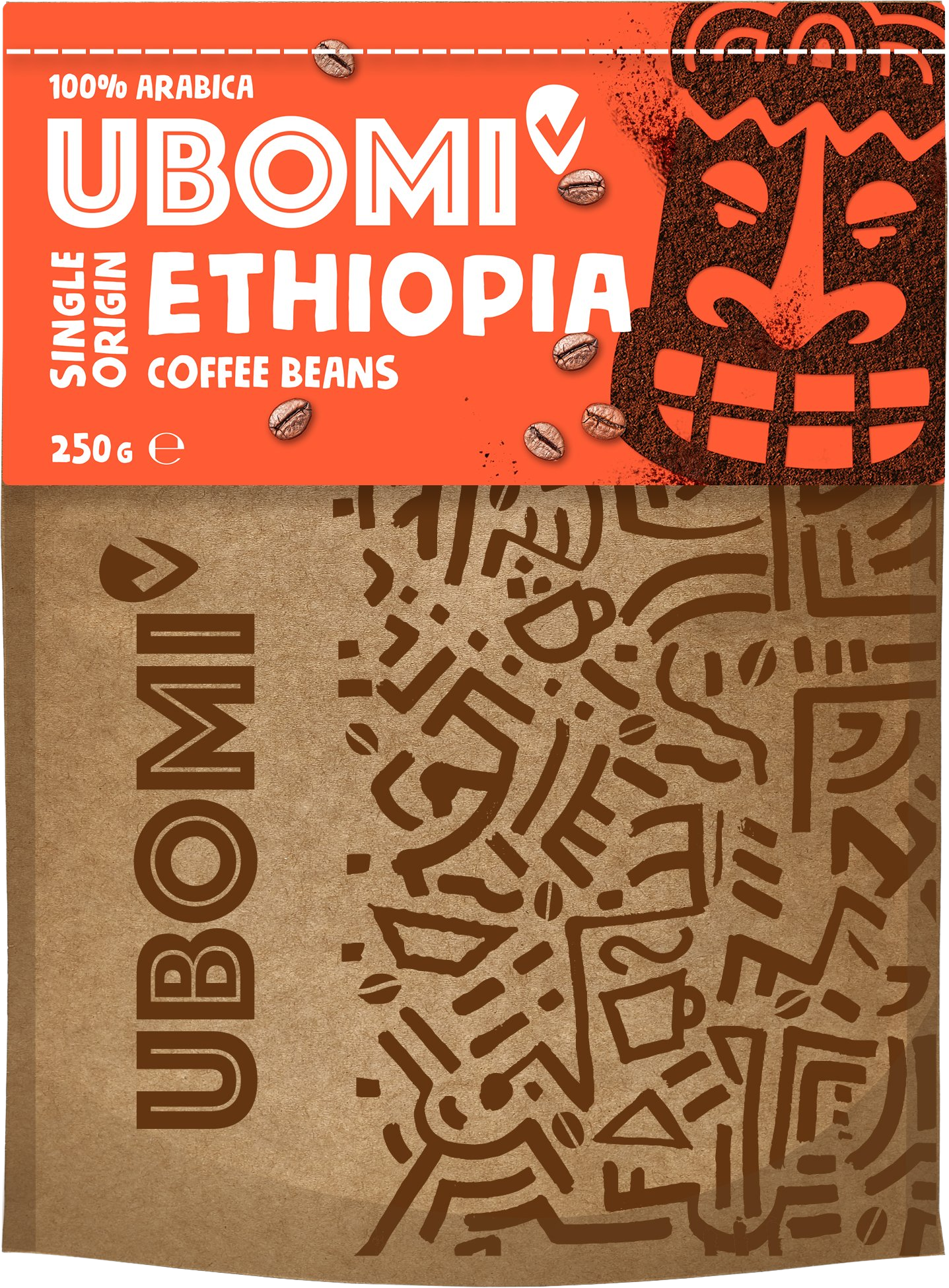 Ubomi Ethiopia 100% RFA zrnková káva 250 g