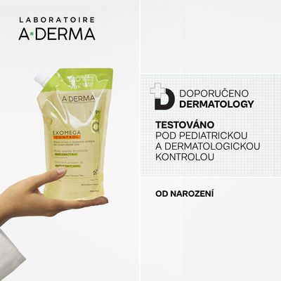 A-Derma Exomega Control zvláčňujíci sprchový olej - recyklovatelná ECO náhradní náplň 500 ml