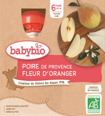 Babybio hruška pomerančový květ 4 x 90 g