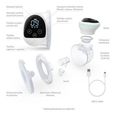 TrueLife Odsávačka mateřského mléka elektrická handsfree Nutrio BP W5