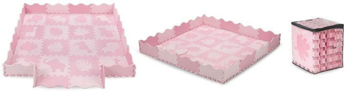 MoMi Hrací podložka pěnové puzzle ZAWI růžová 16 ks