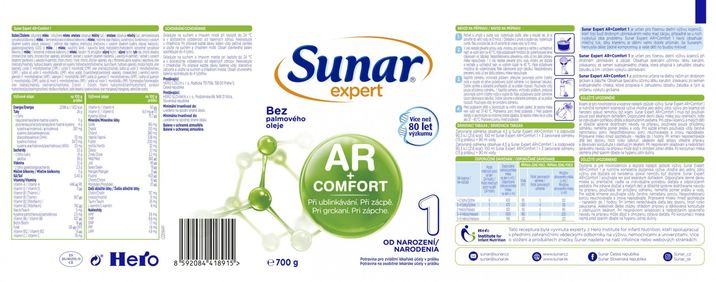 Sunar Expert AR+Comfort 1 počáteční kojenecké mléko při ublinkávání, zácpě a kolikách 700 g