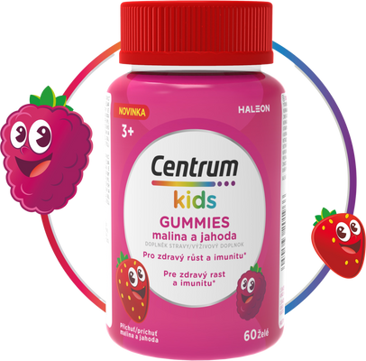 Centrum Kids Gummies multivitamín pro děti malina a jahoda želé 60 ks