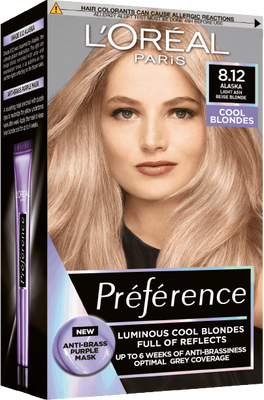 L'Oréal Paris Préférence 8.12 Alaska permanentní barva, Studená světlá blond 192 ml