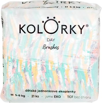 Kolorky DAY - štětce - M (5-8 kg) jednorázové eko plenky 21 ks