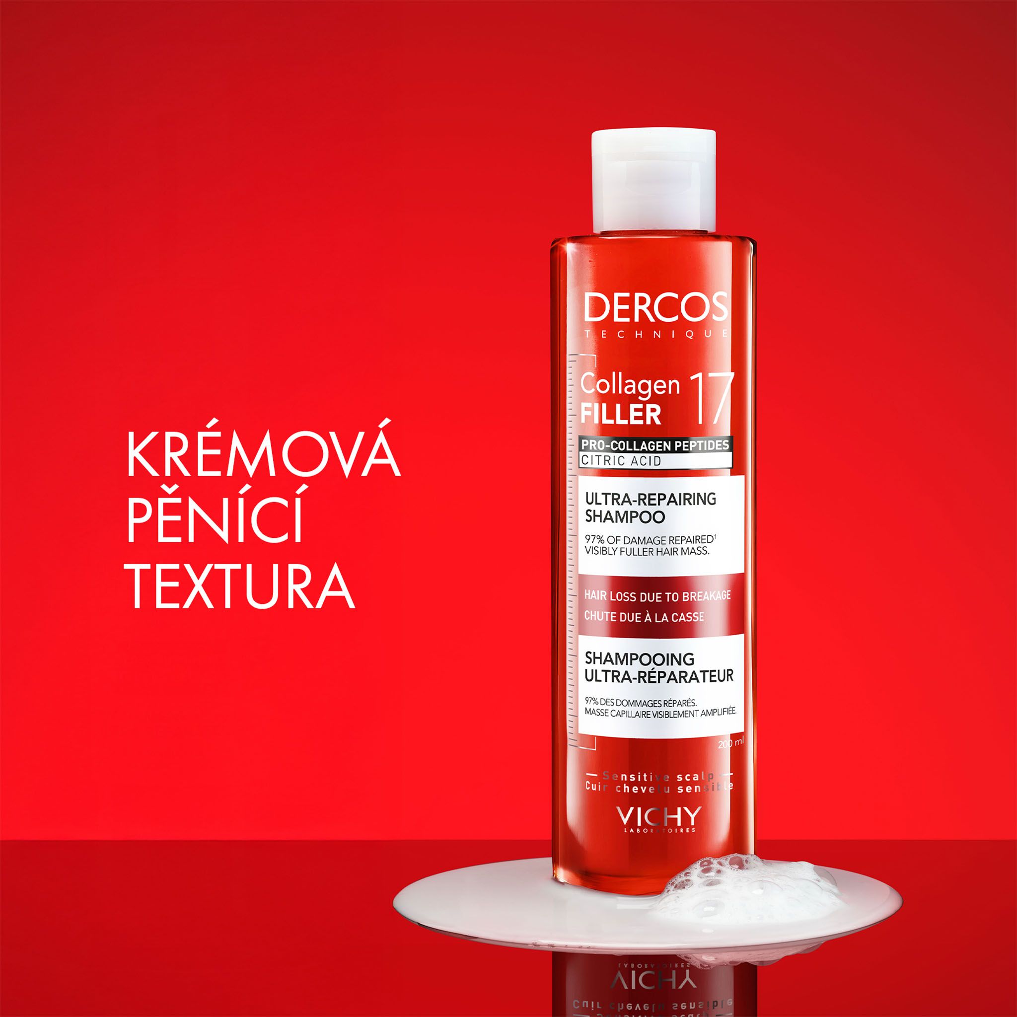 Vichy Collagen 17 Filler ultra-regenerační šampon s kyselinou citronovou a pro-kolagenovými peptidy 200 ml