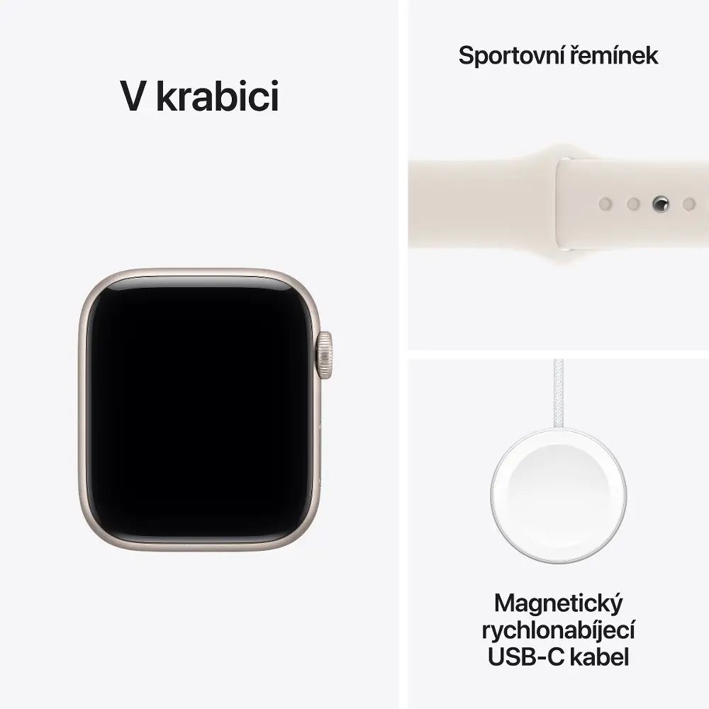 Apple Watch SE 3 GPS 40mm Hliníkové pouzdro Starlight se sportovním řemínkem Starlight - M/L