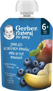 Gerber Natural kapsička jablko, borůvka a banán 90 g