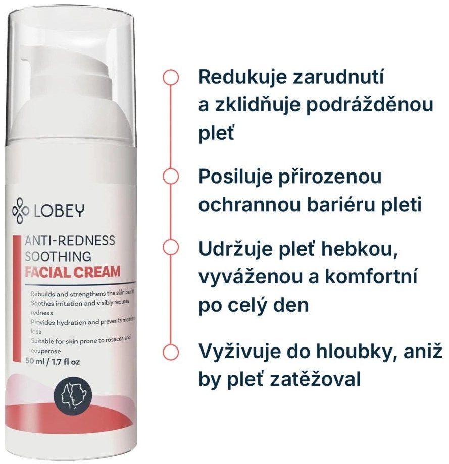 Lobey Zklidňující krém na začervenání pleti 50 ml
