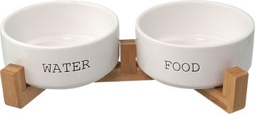 Dog Fantasy Set misky keramické se stojanem bílé 16x6,5cm 850 ml