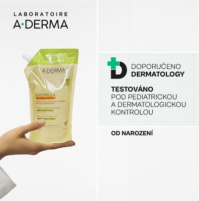 A-Derma Exomega Control zvláčňujíci sprchový olej - recyklovatelná ECO náhradní náplň 500 ml