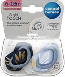 Canpol babies Dudlík silikonový symetrický Light touch GOLD 6-18m modrý 2 ks