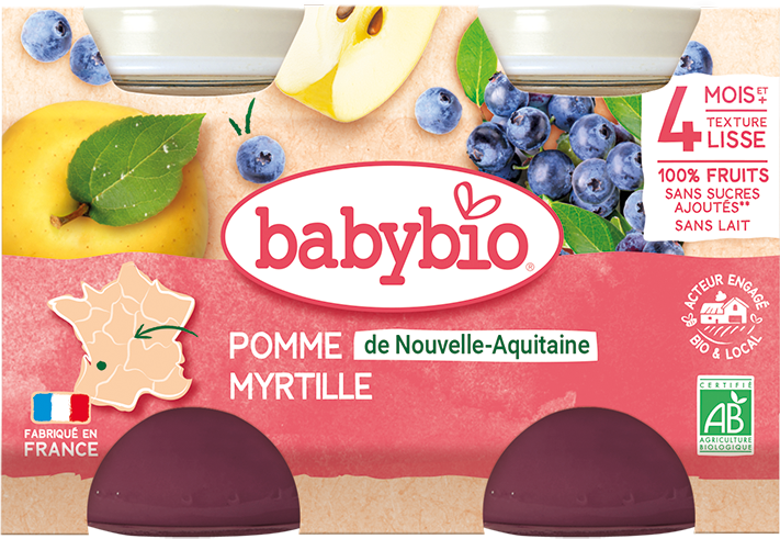 Babybio jablko, borůvky 2 x 130 g