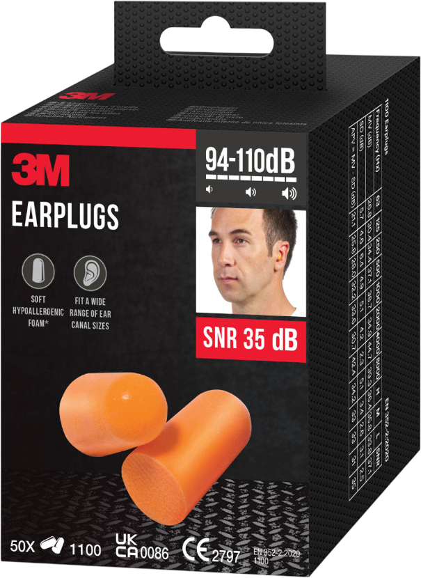 3M ™ zátkové chrániče sluchu, typ 1100PRO5, 50 samostatně balených párů
