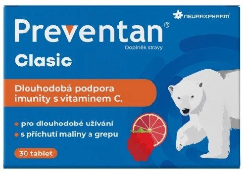 Neuraxpharm Preventan Clasic s příchutí maliny a grepu 30 tablet
