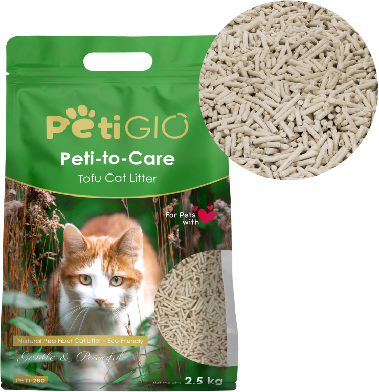 PetiGIO Peti-to-Care stelivo pro kočky Tofu Natural 1 x 2500 g