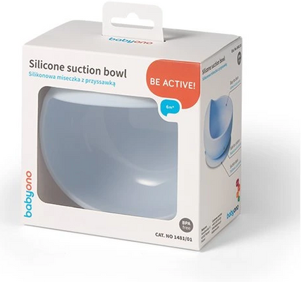 BabyOno Miska silikonová s přísavkou - blue 6m+