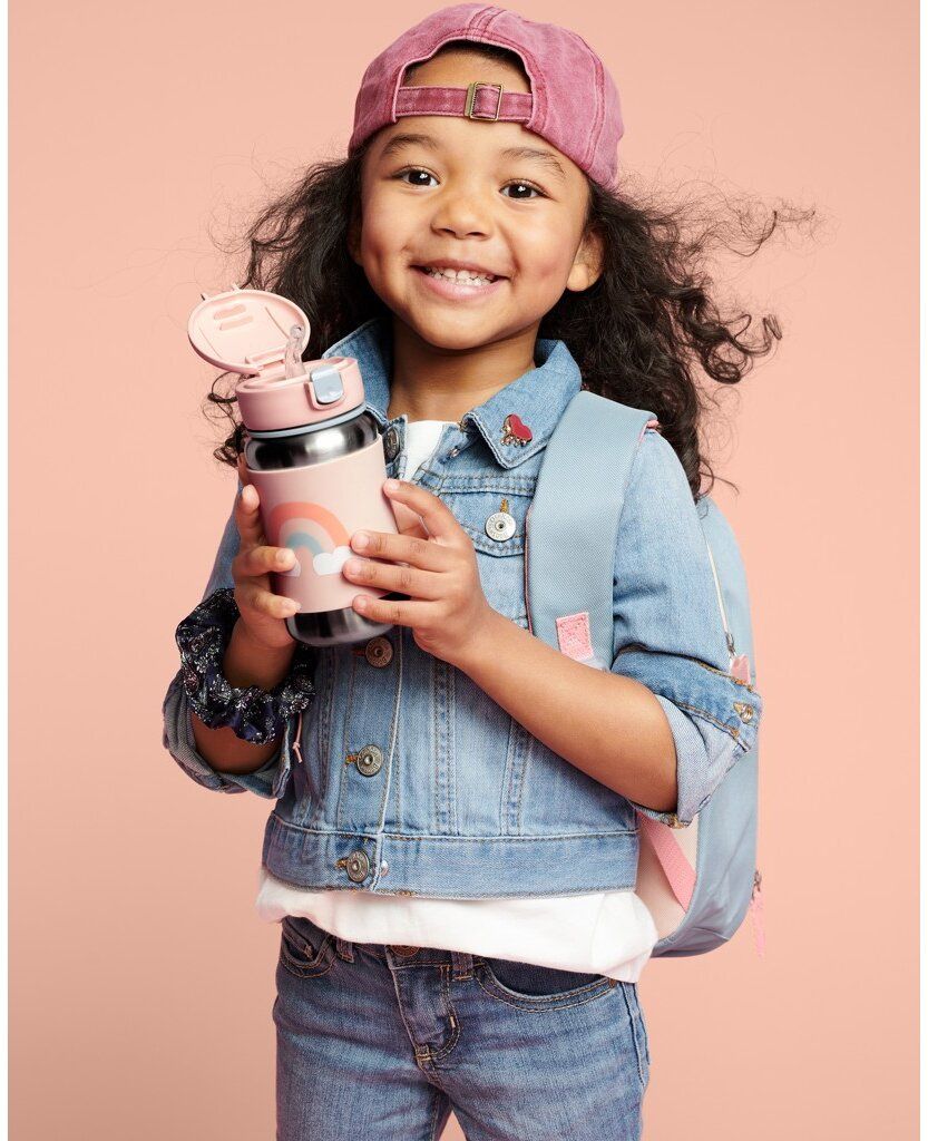 Skip Hop Spark Style Láhev s brčkem na vodu nerez Duha 12m+, 350 ml