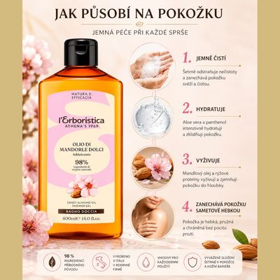 Erboristica Přírodní sprchový gel Olej ze sladkých mandlí – Hebkost a hydratace 400 ml
