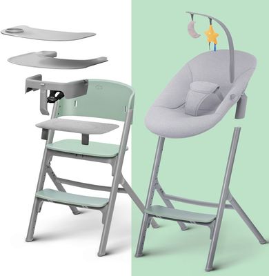 Kinderkraft Select Set jídelní židlička Livy Olive Green + lehátko Calmee, Premium 82 cm