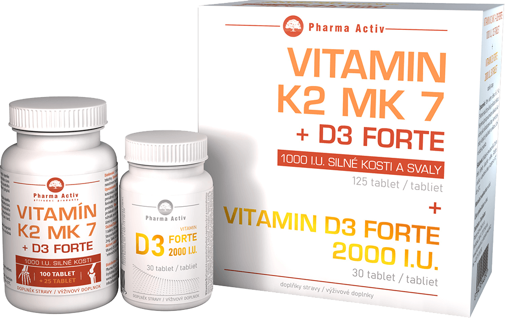 Pharma Activ Vitamín K2 MK7+D3 Forte 125 tablet + Vitamin D3 Forte 2000 I.U. 30 tablet