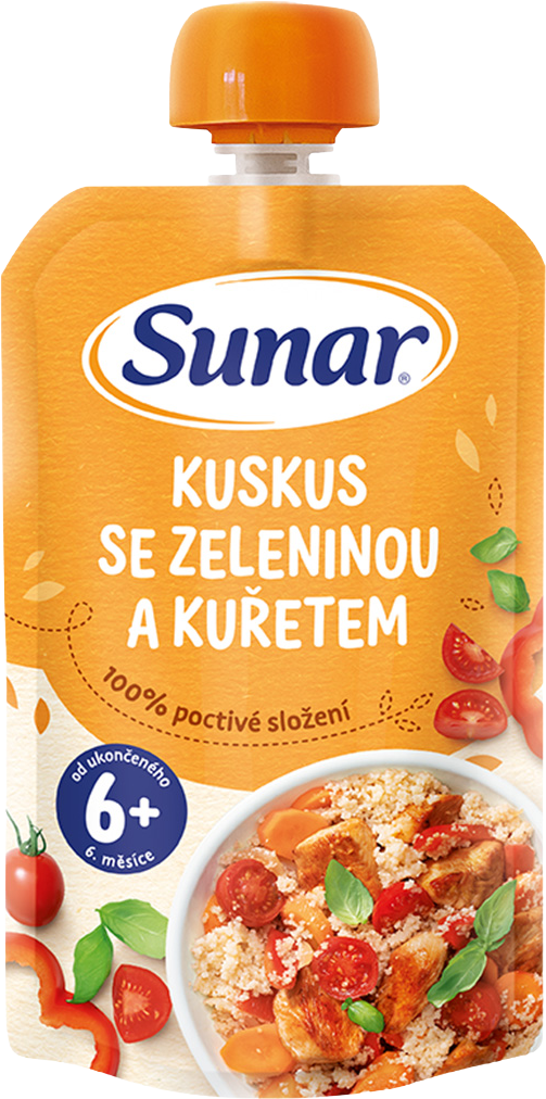 Sunar příkrm kuskus se zeleninou a kuřetem 6m+ 120 g
