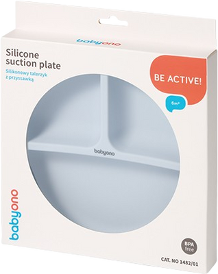 BabyOno Talíř silikonový s přísavkou - blue 6m+