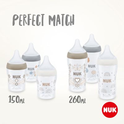 Nuk Perfect Match láhev s kontrolou teploty, šedá 150 ml