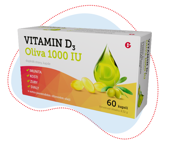Glenmark Vitamin D3 Oliva 1000IU 60 kapslí