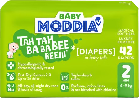 Moddia Baby Jednorázové plenky 2 Mini (4–8 kg), 42 ks