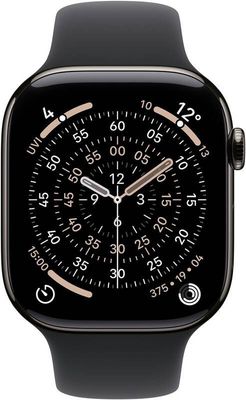 Apple Watch 11 GPS + Cellular 46mm Břidlicově šedý titan s černým sportovním řemínkem - M/L