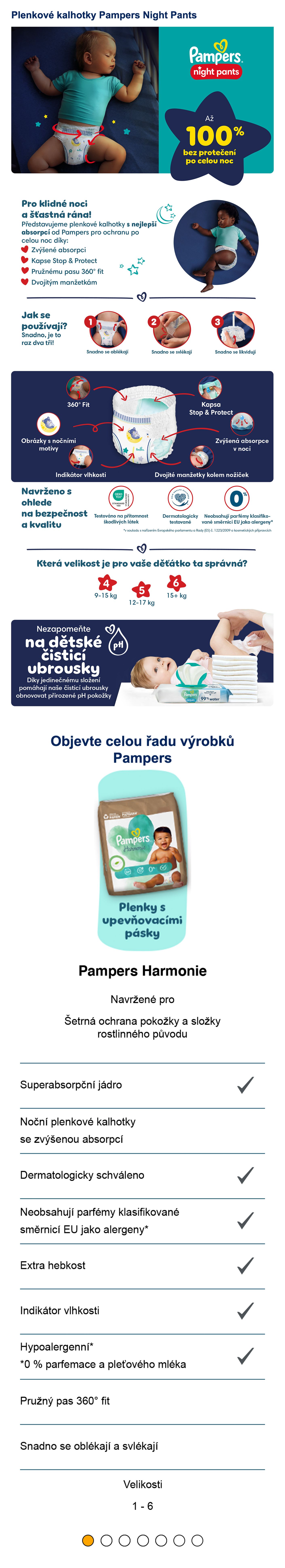 Pampers Night Pants Kalhotkové plenky vel. 6, 15+ kg, 19 ks