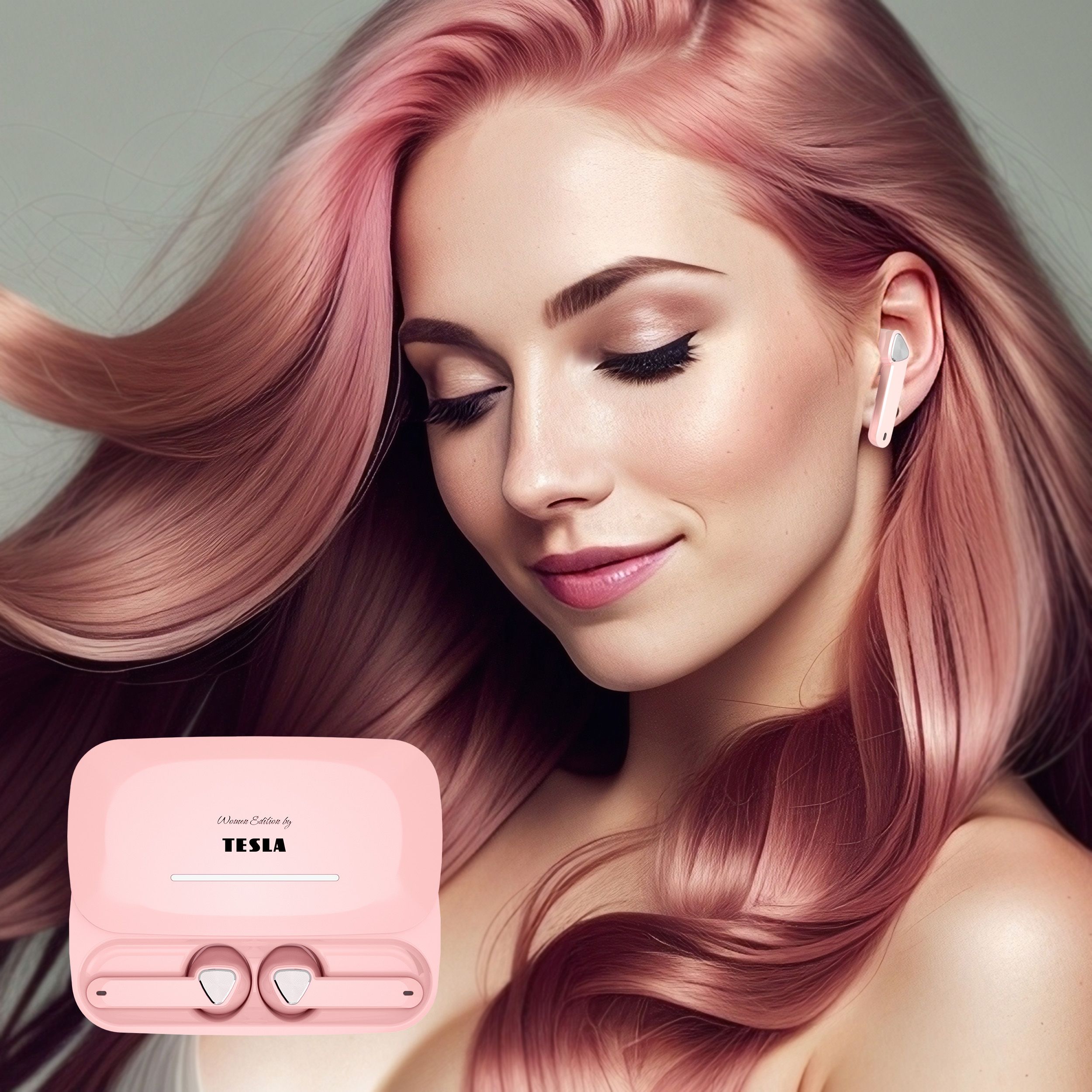 Tesla Sound EB20 - bezdrátová Bluetooth sluchátka (Blossom Pink)