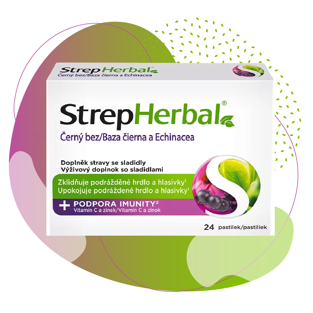StrepHerbal, Černý bez, Echinacea, 24 ks