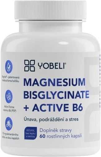Lobey Yobeli Hořčík bisglycinát a vitamín B6, 60 kapslí