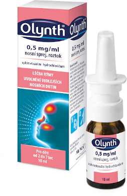 Olynth 0,5 mg/ml nosní sprej, roztok pro léčbu rýmy u dětí od 2 let, 10 ml