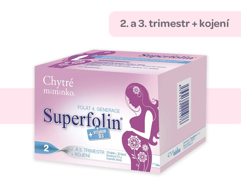 Chytré miminko Superfolin 2, DHA a kyselina listová. pro těhotné a kojící, doplněk stravy