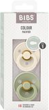 BIBS Colour symetrické dudlíky z přírodního kaučuku velikost 1, Ivory / Sage 2 ks