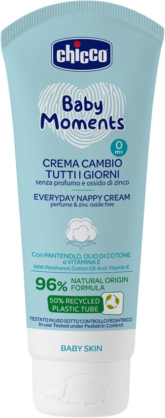 Chicco Krém na dětský zadeček Baby Moments bez parfému na každý den, 0m+ 100 ml